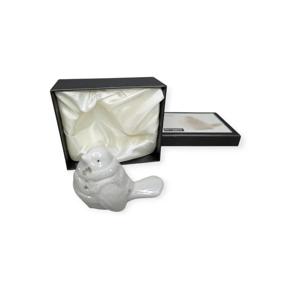 Pier 1 Imports Gemma White Sparkly Ceramic Bird Figure w/Original Box NWT
